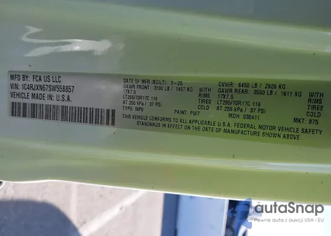 2025 Jeep Wrangler 4Xe Willys 4Xe from USA, damaged, VIN 1C4RJXN67SW558857